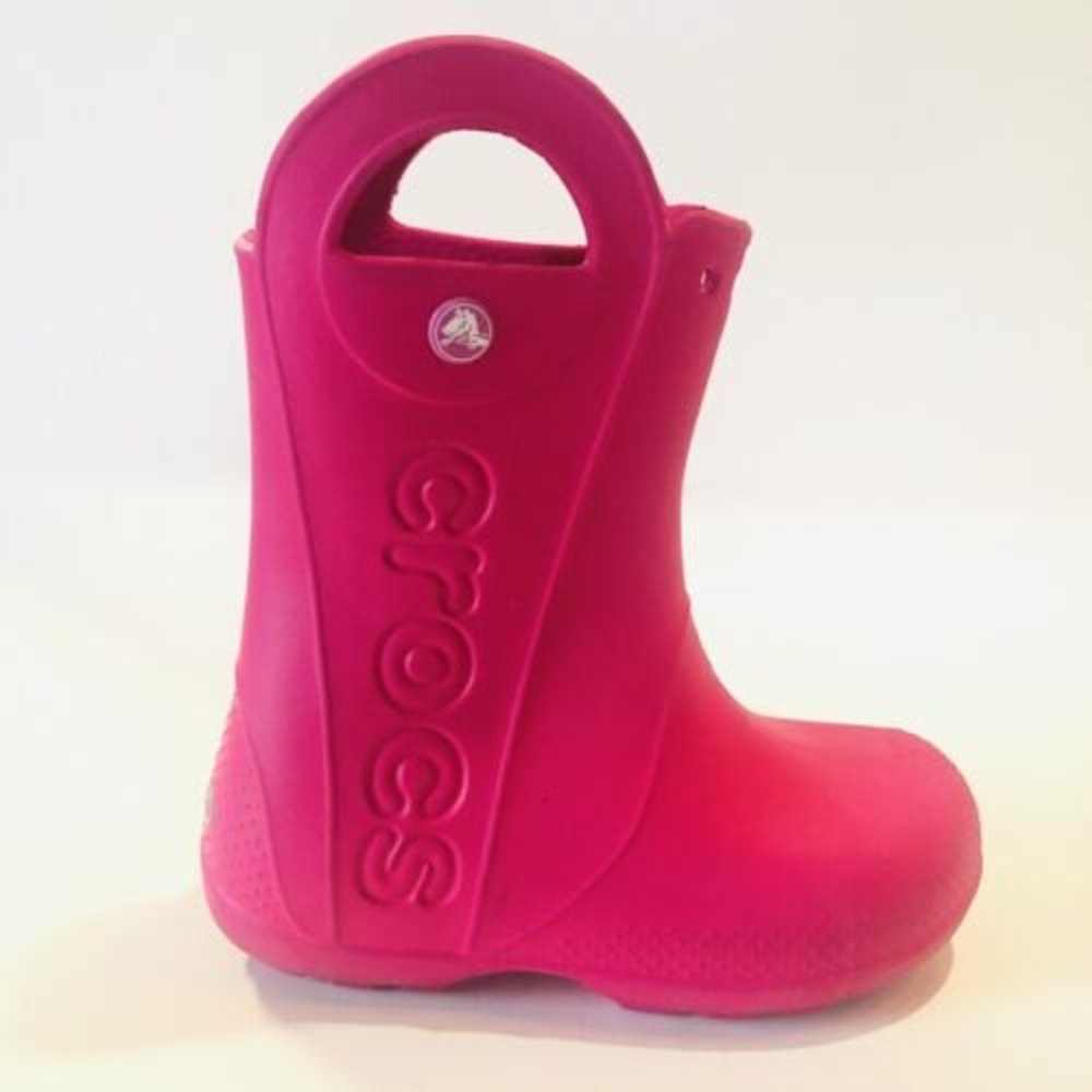 CROCS Kids Handle It Rain Boot Pink Waterproof Slip On Rubber Shoes Size 13 13C